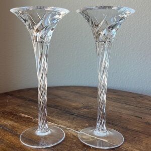 Vintage J.G. Durand Crystal Swirl Candlesticks